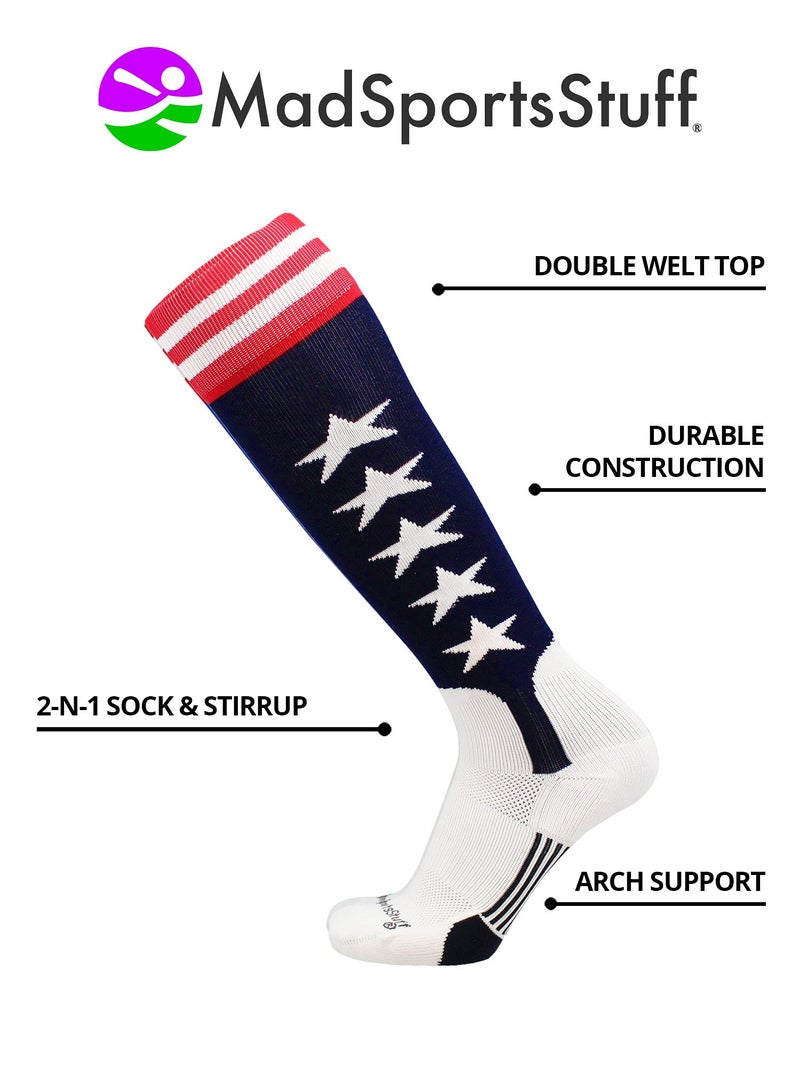 MadSportsStuff USA Flag Baseball Stirrup Socks (Navy/Red/White, Large) - Image 4